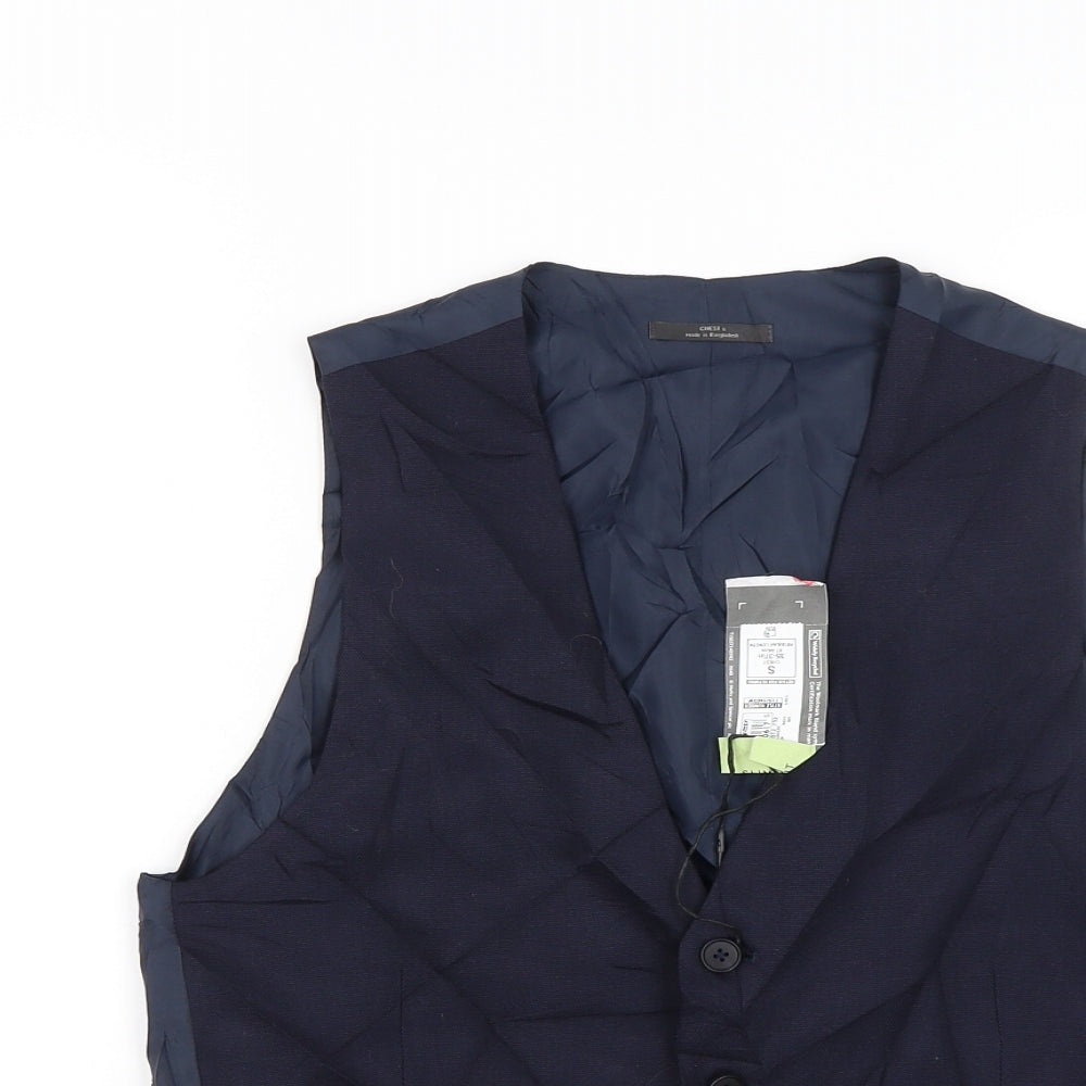 M&S Mens Blue   Jacket Suit Waistcoat Size S