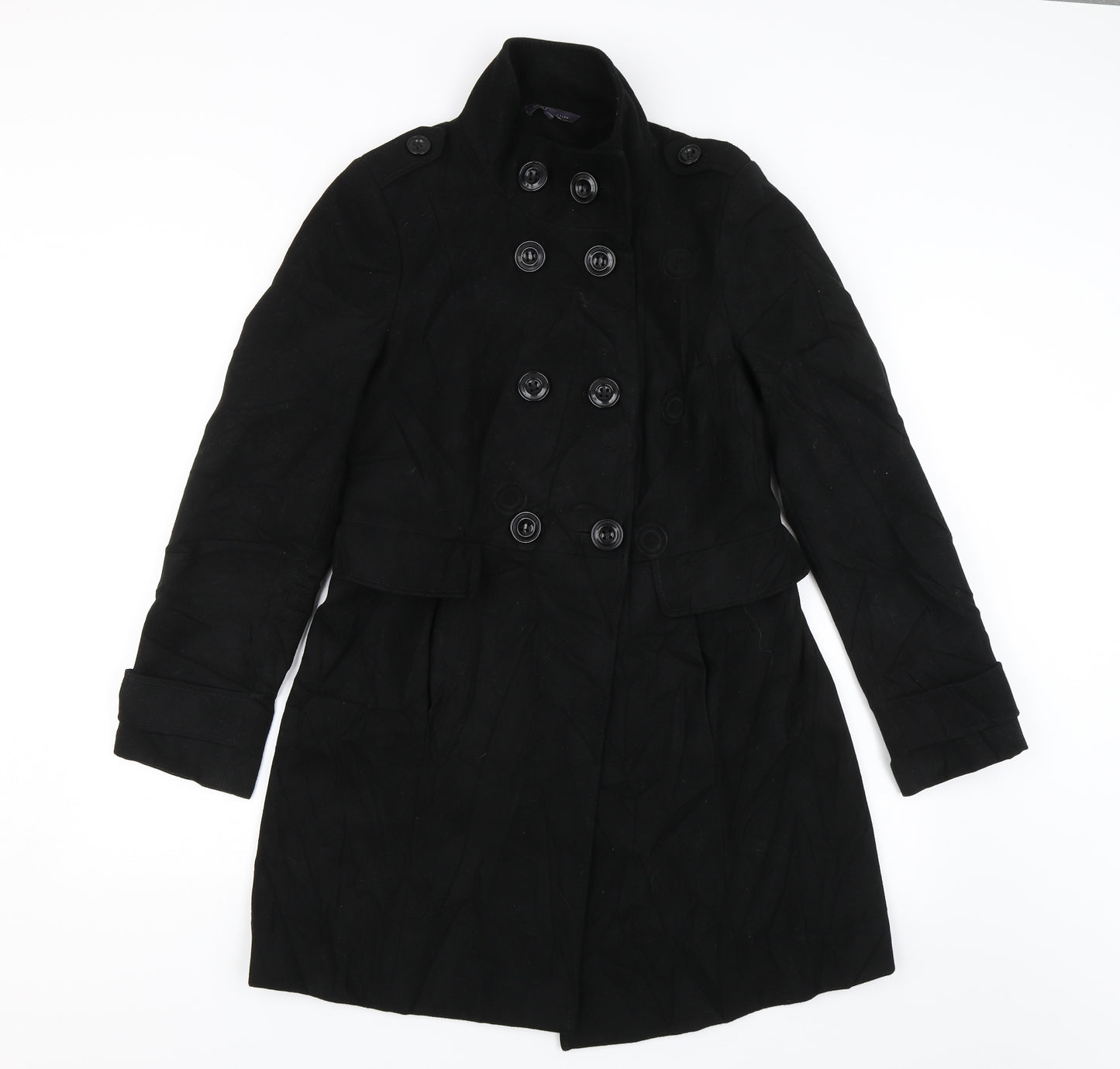 M&S Womens Black   Overcoat Jacket Size 8
