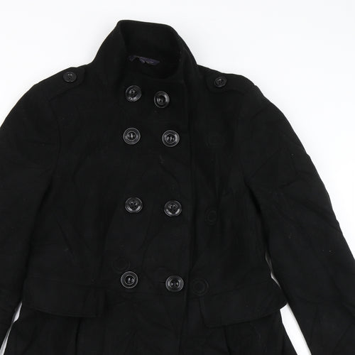 M&S Womens Black   Overcoat Jacket Size 8