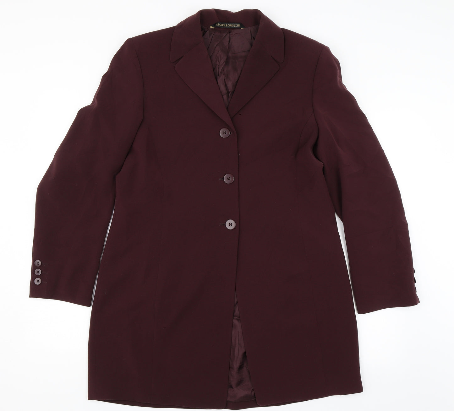 Marks and Spencer Womens Red   Overcoat Jacket Size 14