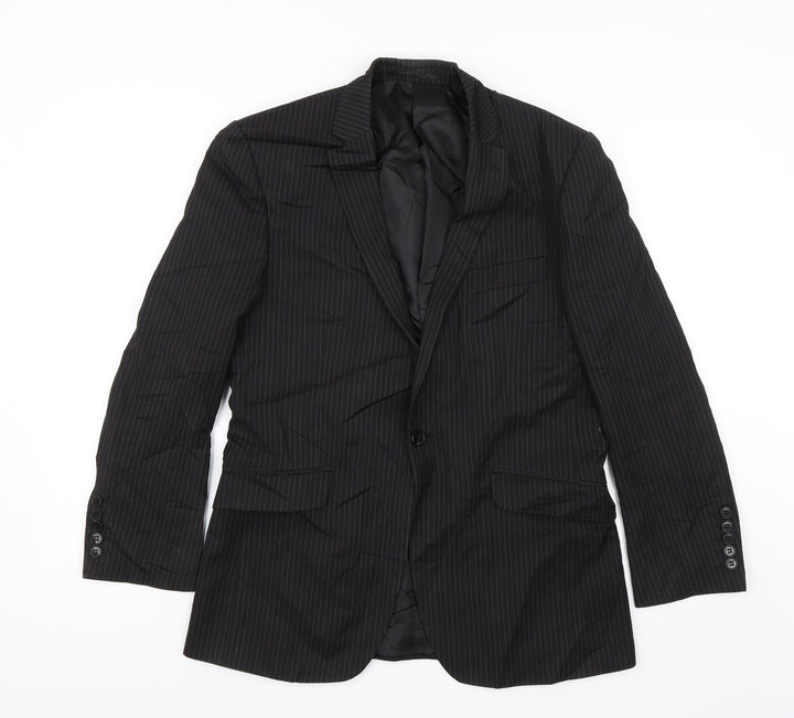 Cartel Mens Black Striped  Jacket Suit Jacket Size 38