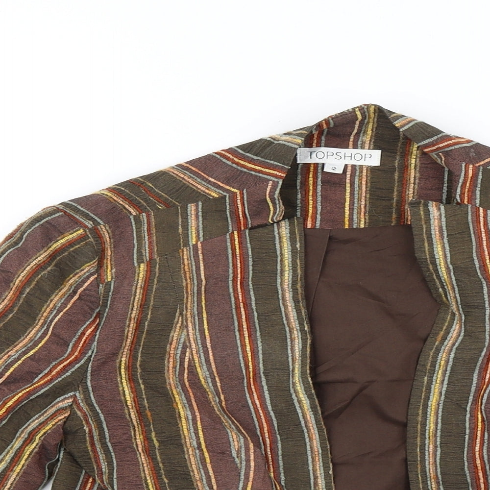 Topshop Womens Brown Striped  Jacket  Size 12