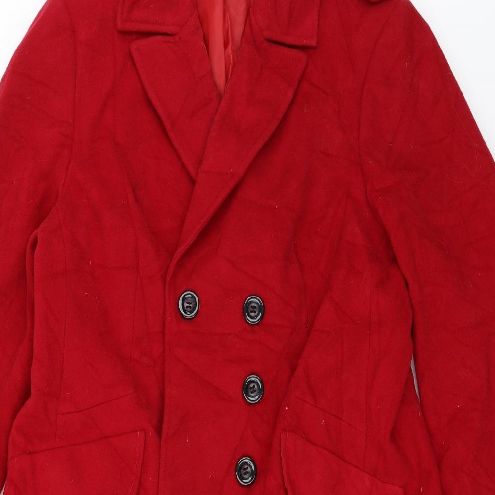 M&S Womens Red   Pea Coat Jacket Size 20