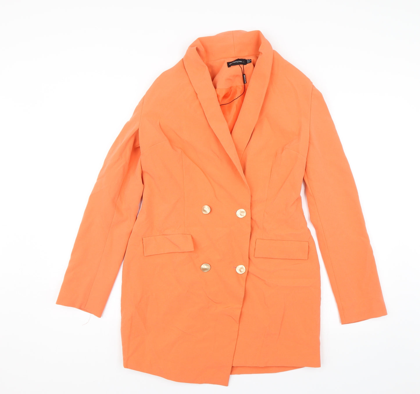 PRETTYLITTLETHING Womens Orange   Overcoat Blazer Size 10