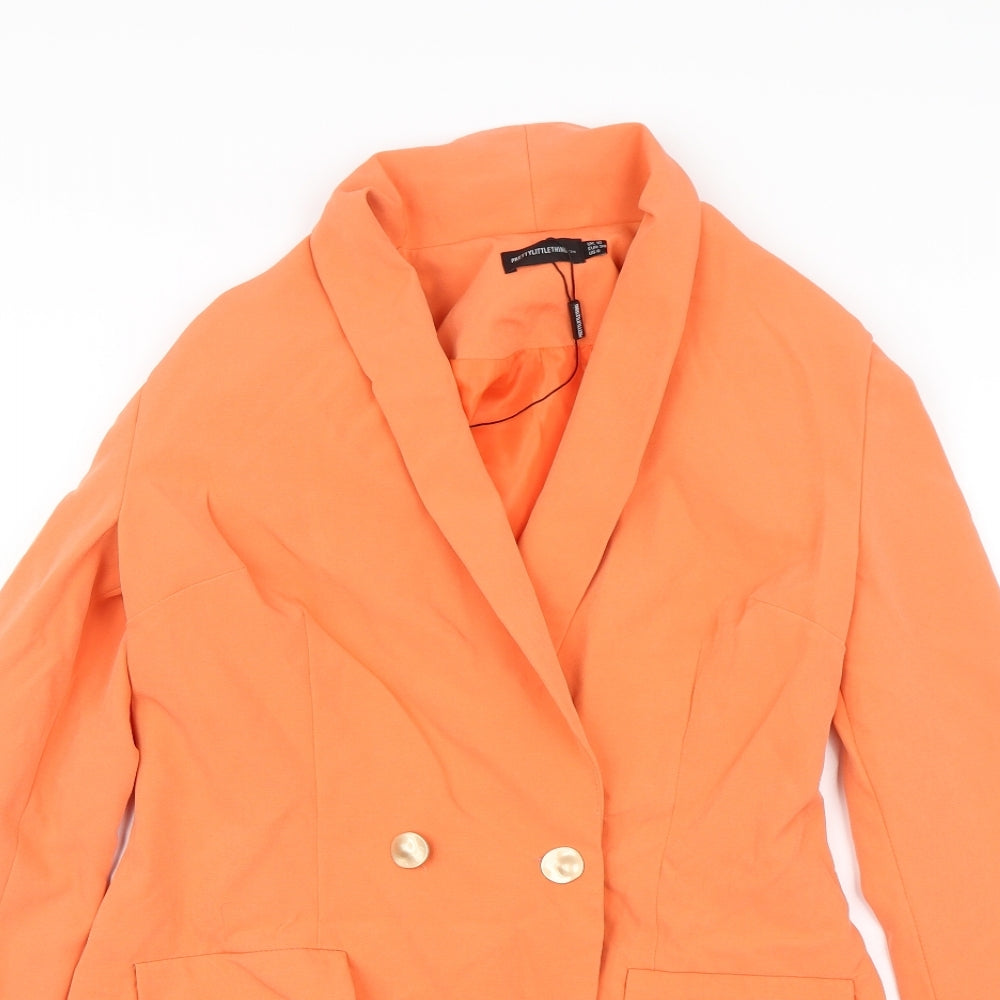 PRETTYLITTLETHING Womens Orange   Overcoat Blazer Size 10