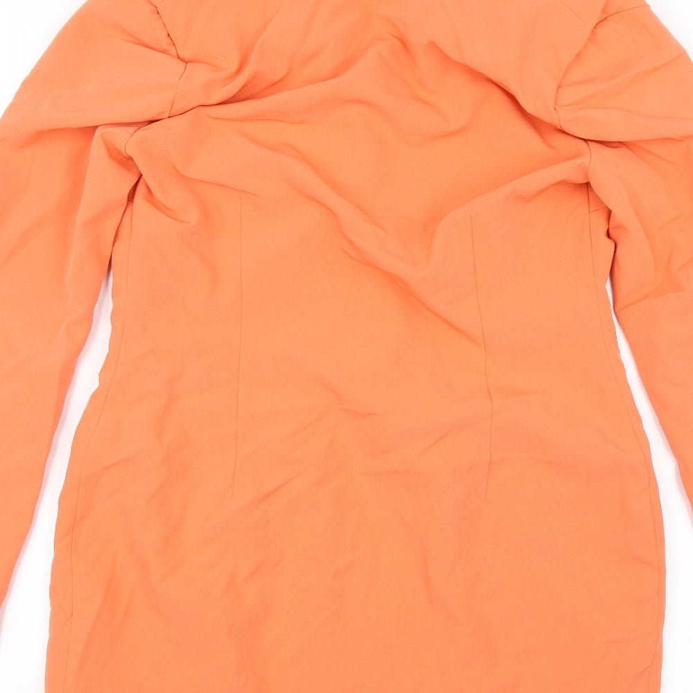 PRETTYLITTLETHING Womens Orange   Overcoat Blazer Size 10