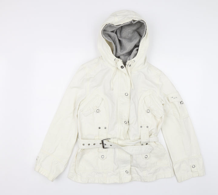 Soya Womens White Parka Jacket Size S