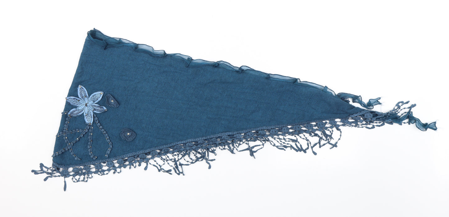 Preworn Unisex Blue Floral   Scarf