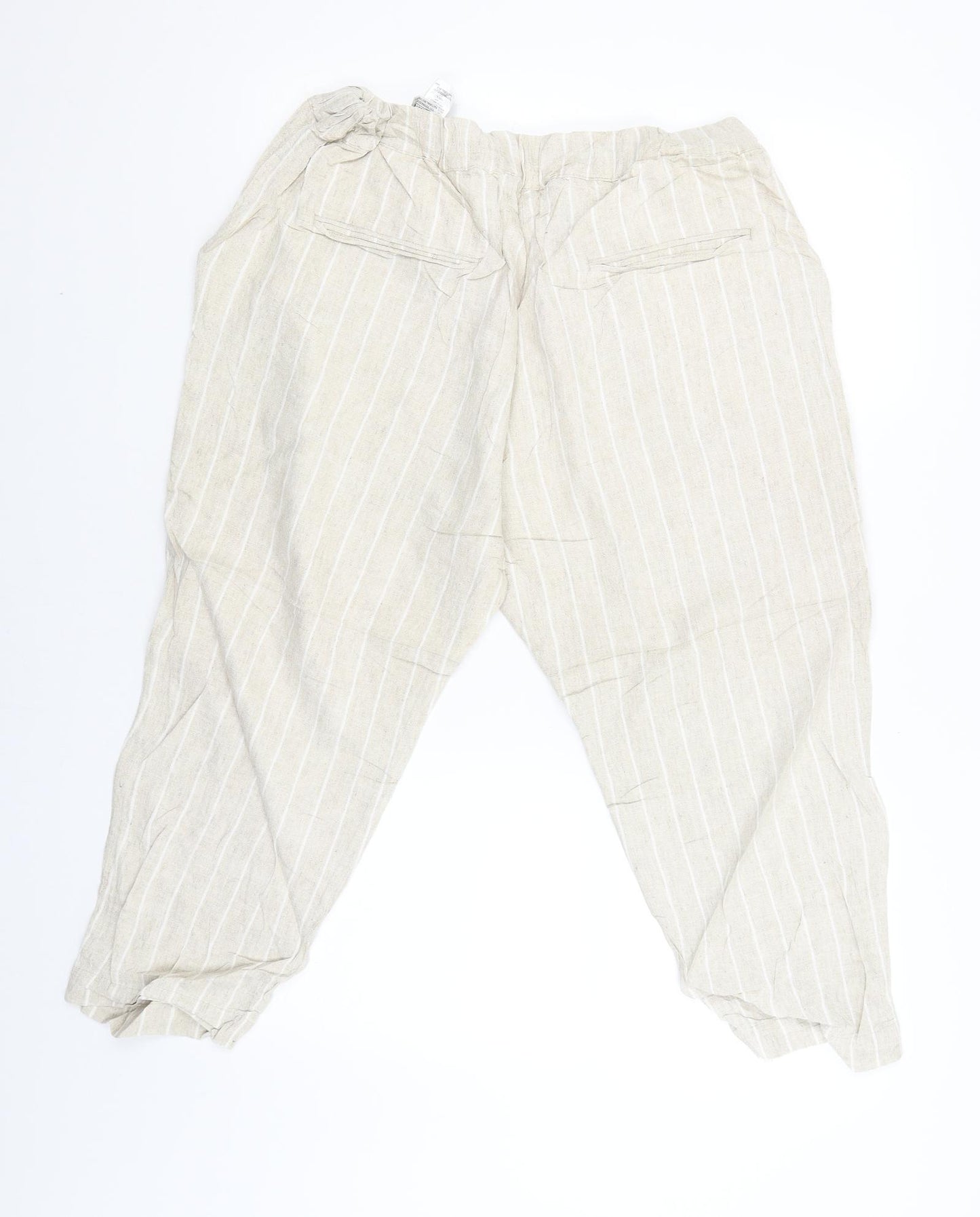 M&S Womens Beige Striped  Cargo Trousers Size 16 L22 in