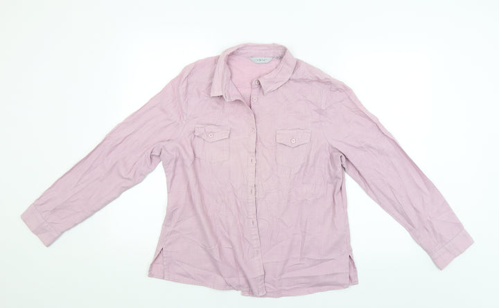EWM Womens Pink Basic Button-Up Size 16