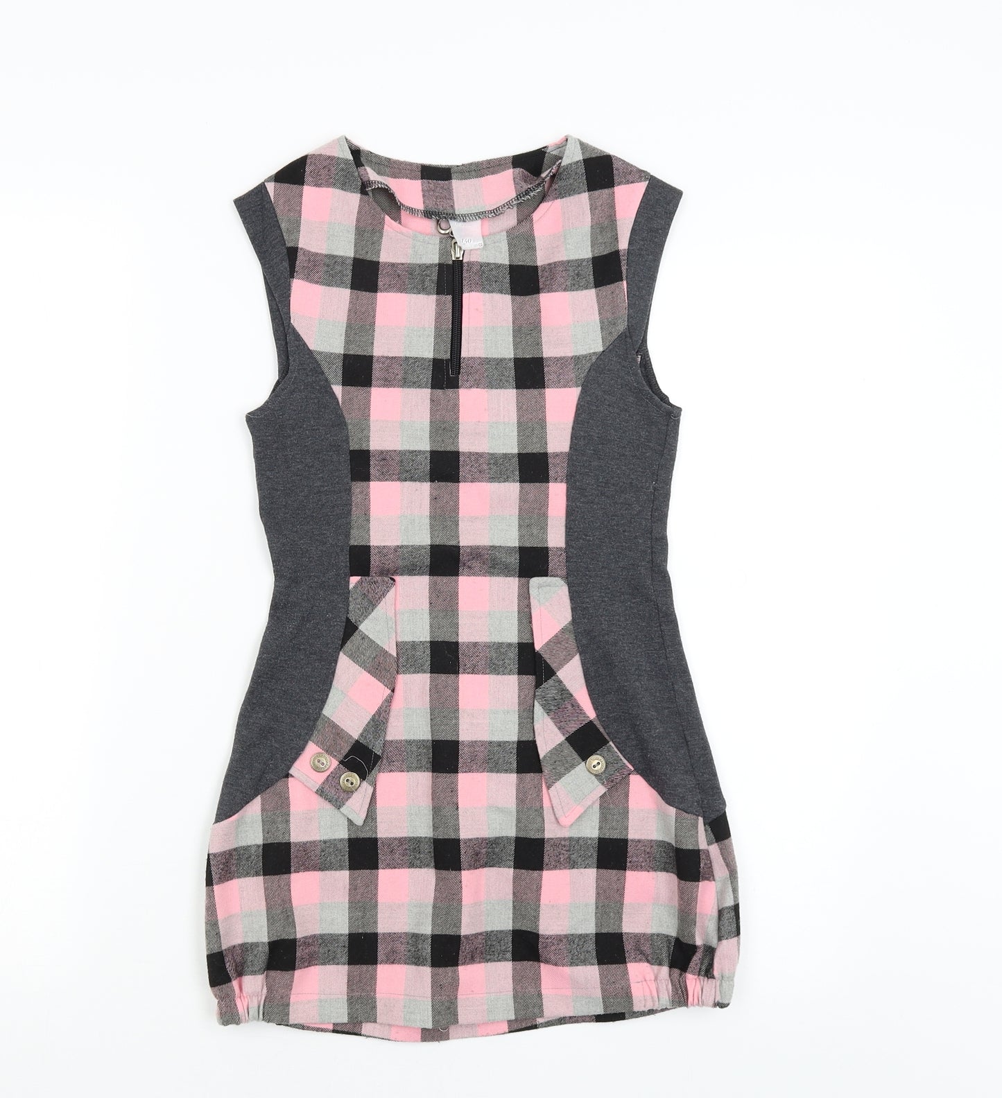 Preworn Girls Pink Check  Tank Dress  Size 9 Years