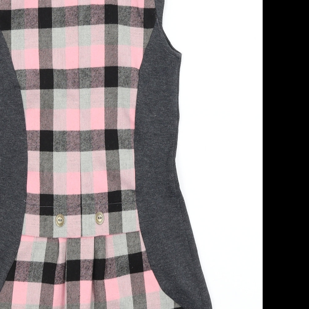 Preworn Girls Pink Check  Tank Dress  Size 9 Years