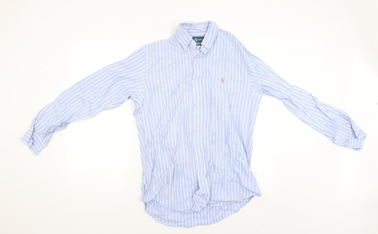 Ralph Lauren Mens Blue Striped   Button-Up Size M