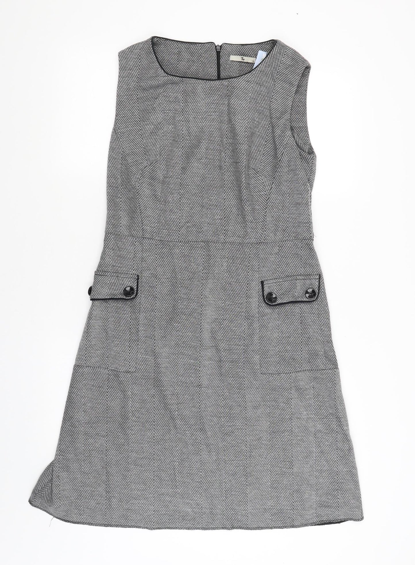 TU Womens Grey Striped  Tank Dress  Size 12
