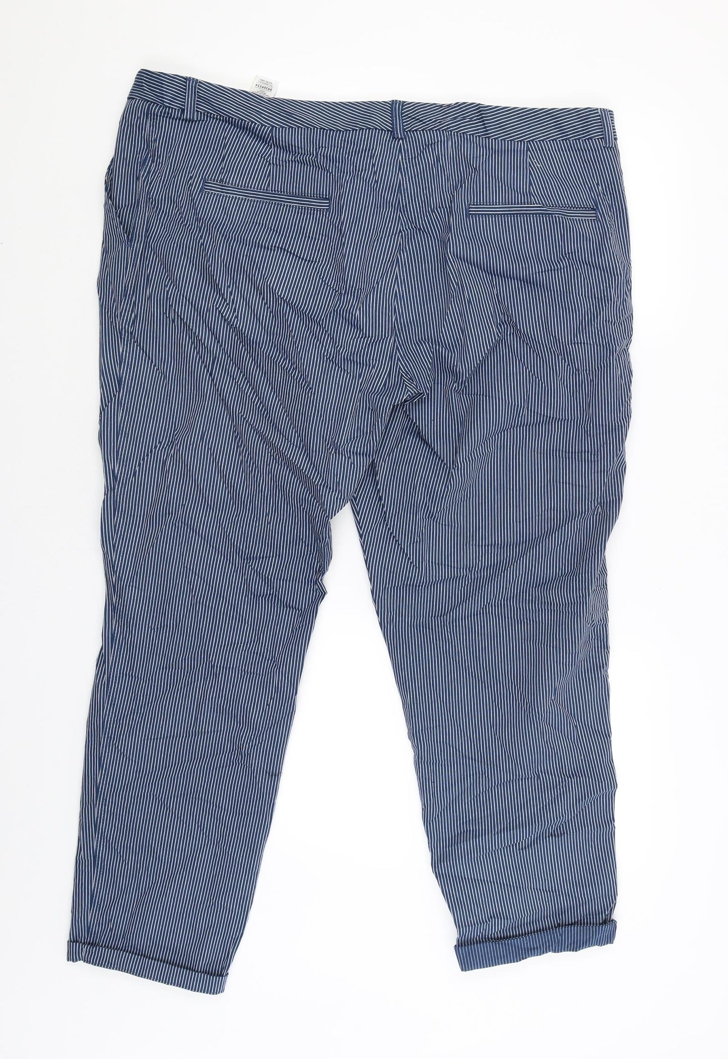 M&S Womens Blue Striped  Jegging Trousers Size 20 L27 in