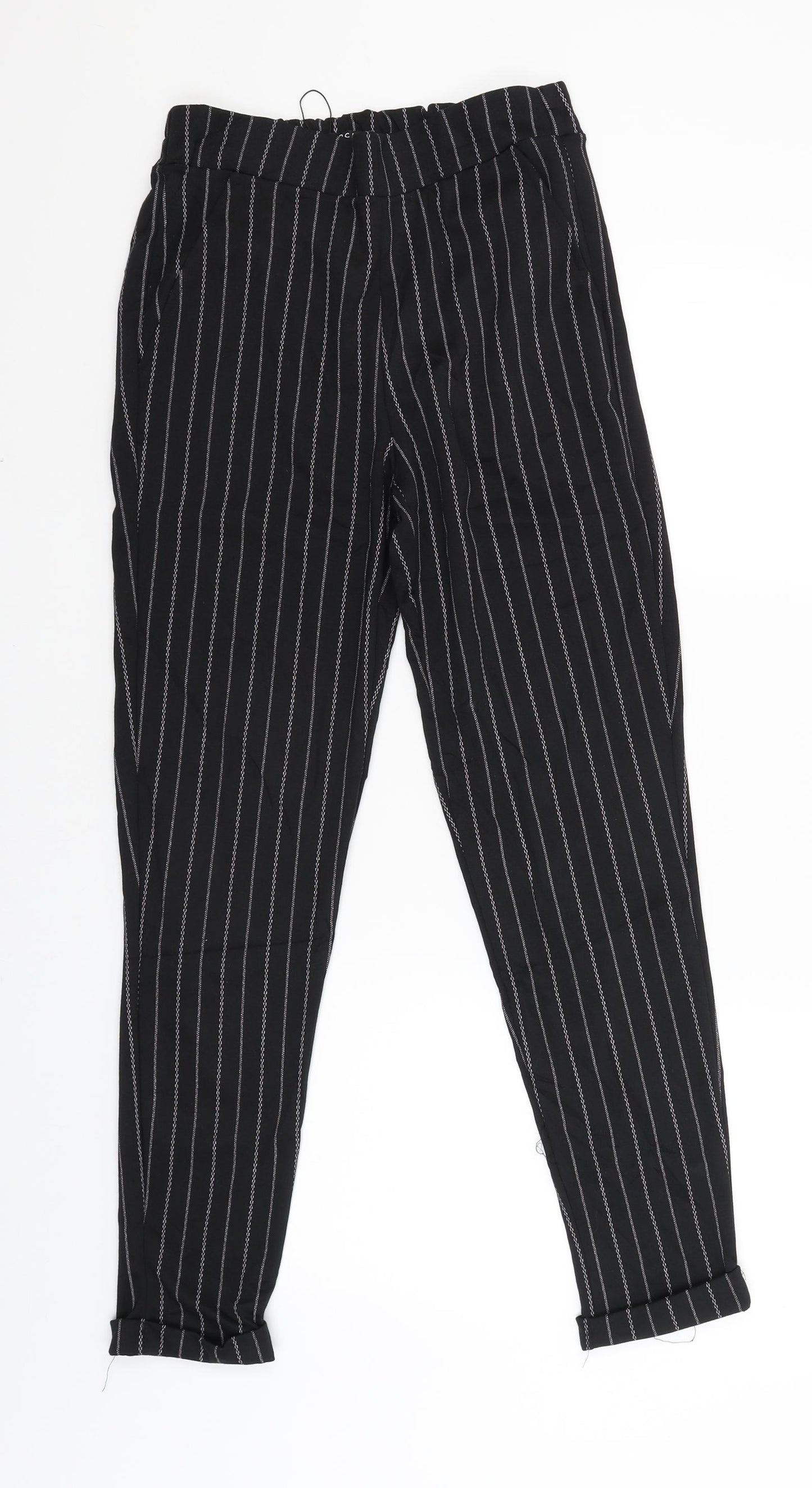 Innocence Womens Black Striped  Jegging Trousers Size 8 L28 in
