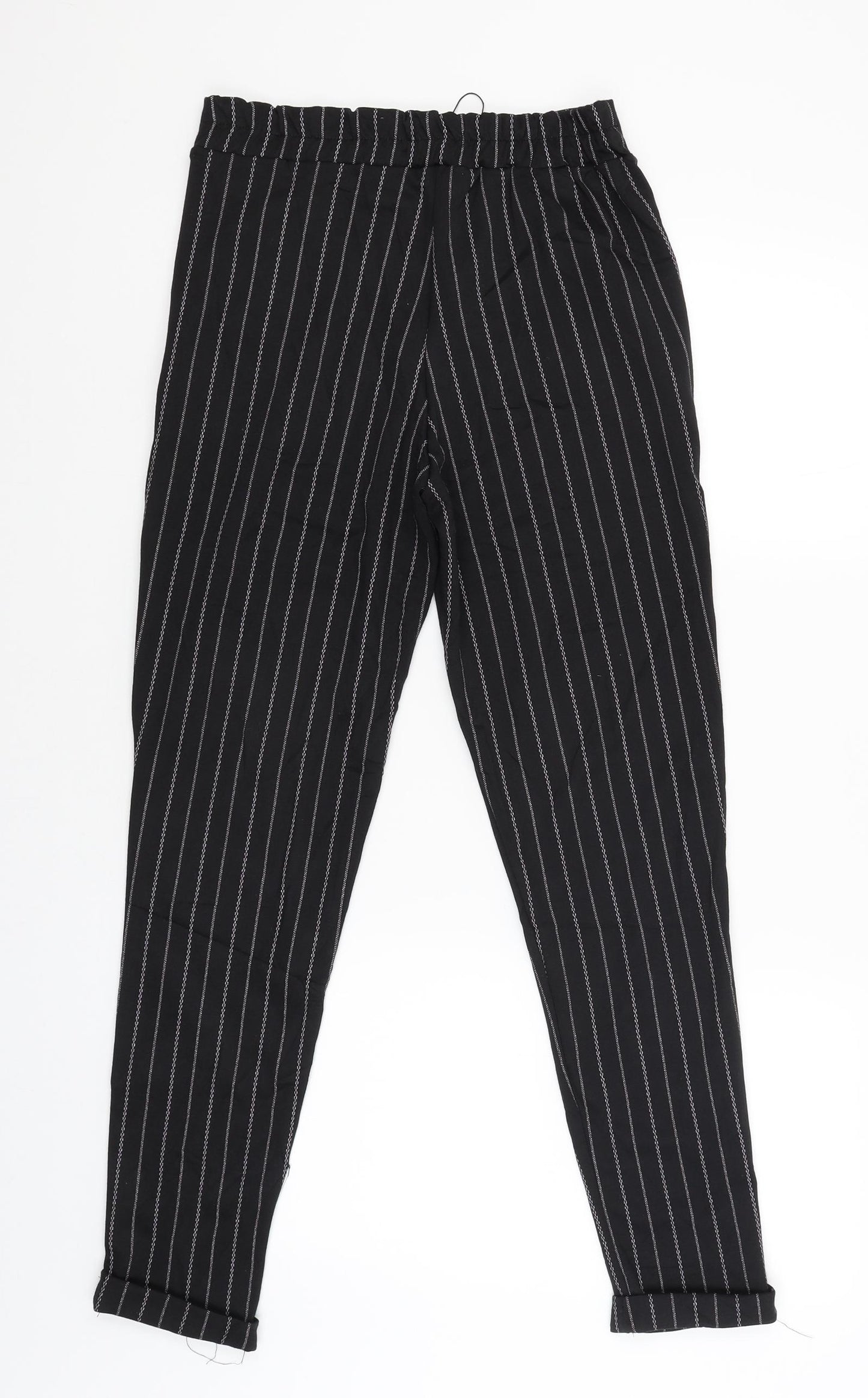 Innocence Womens Black Striped  Jegging Trousers Size 8 L28 in