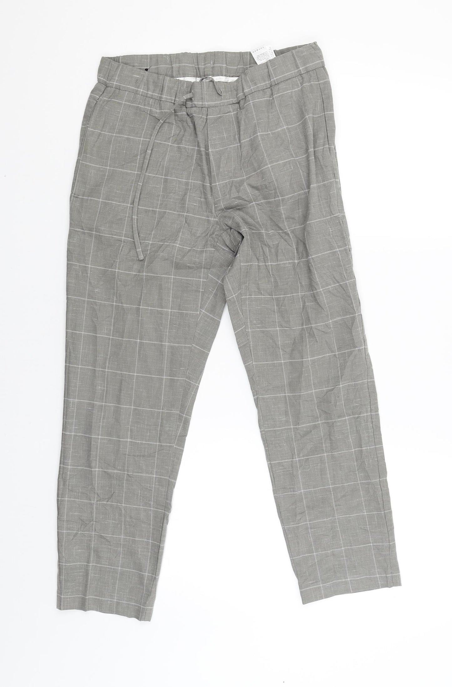 Topman Mens Grey Check  Jogger Trousers Size 28 L24 in