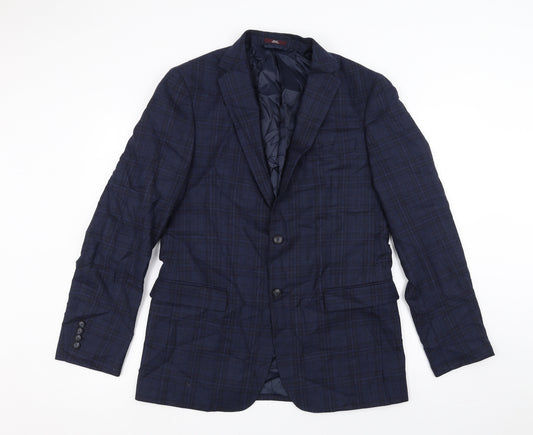 Front view of Marks & Spencer men’s blue jacket suit jacket, size 36