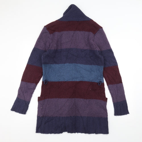 TU Womens Blue Striped Knit Jacket Coatigan Size 14