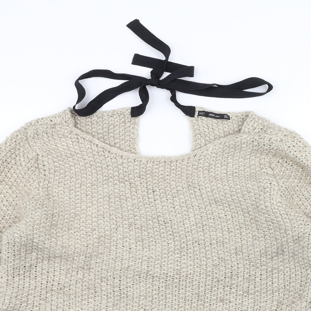 Zara Knit Womens Beige  Knit Pullover Jumper Size M