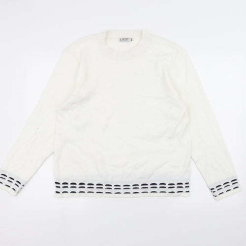 Lizzi Womens White   Pullover Jumper Size M