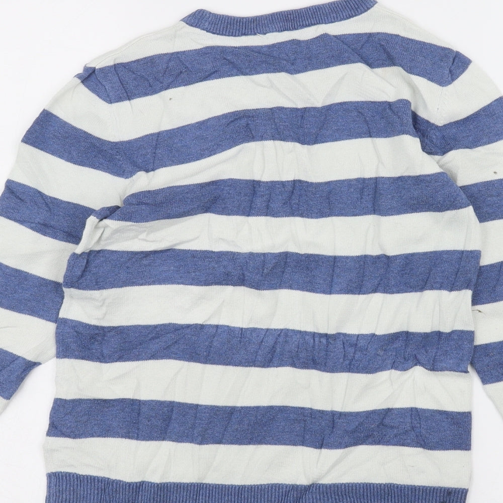 H&M Girls White Striped  Pullover Jumper Size 9-10 Years