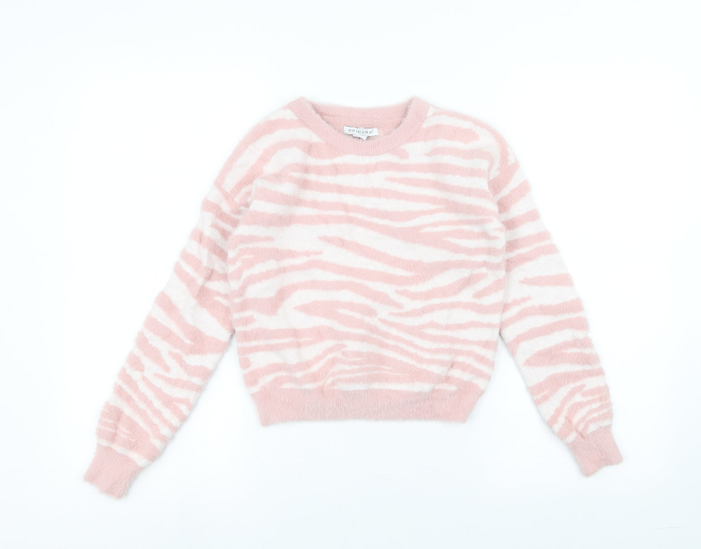 Primark Girls Pink Animal Print  Pullover Jumper Size 9-10 Years