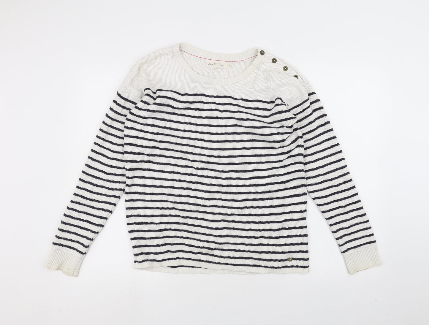 H&M Womens White Striped  Pullover Jumper Size S