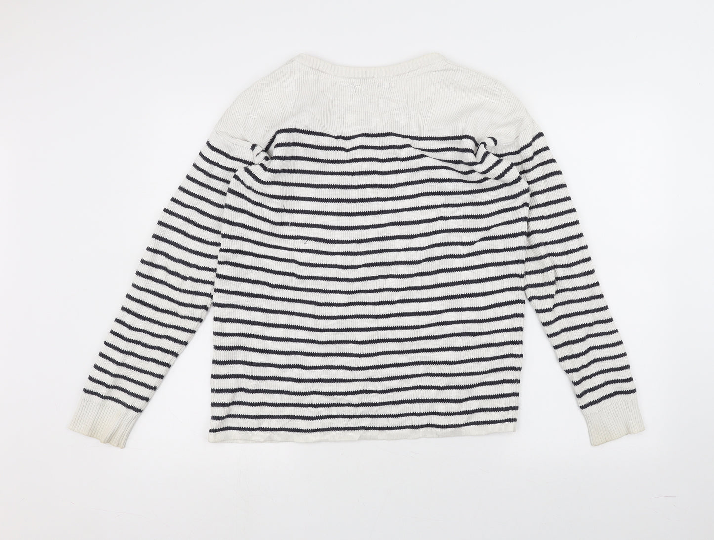 H&M Womens White Striped  Pullover Jumper Size S