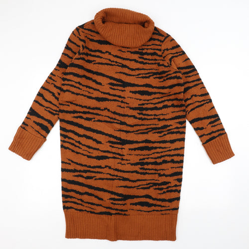 M&Co Womens Orange Animal Print  Pullover Jumper Size 12