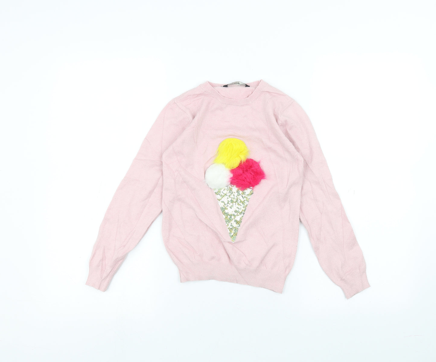 George Girls Pink   Pullover Jumper Size 6-7 Years  - Icecream