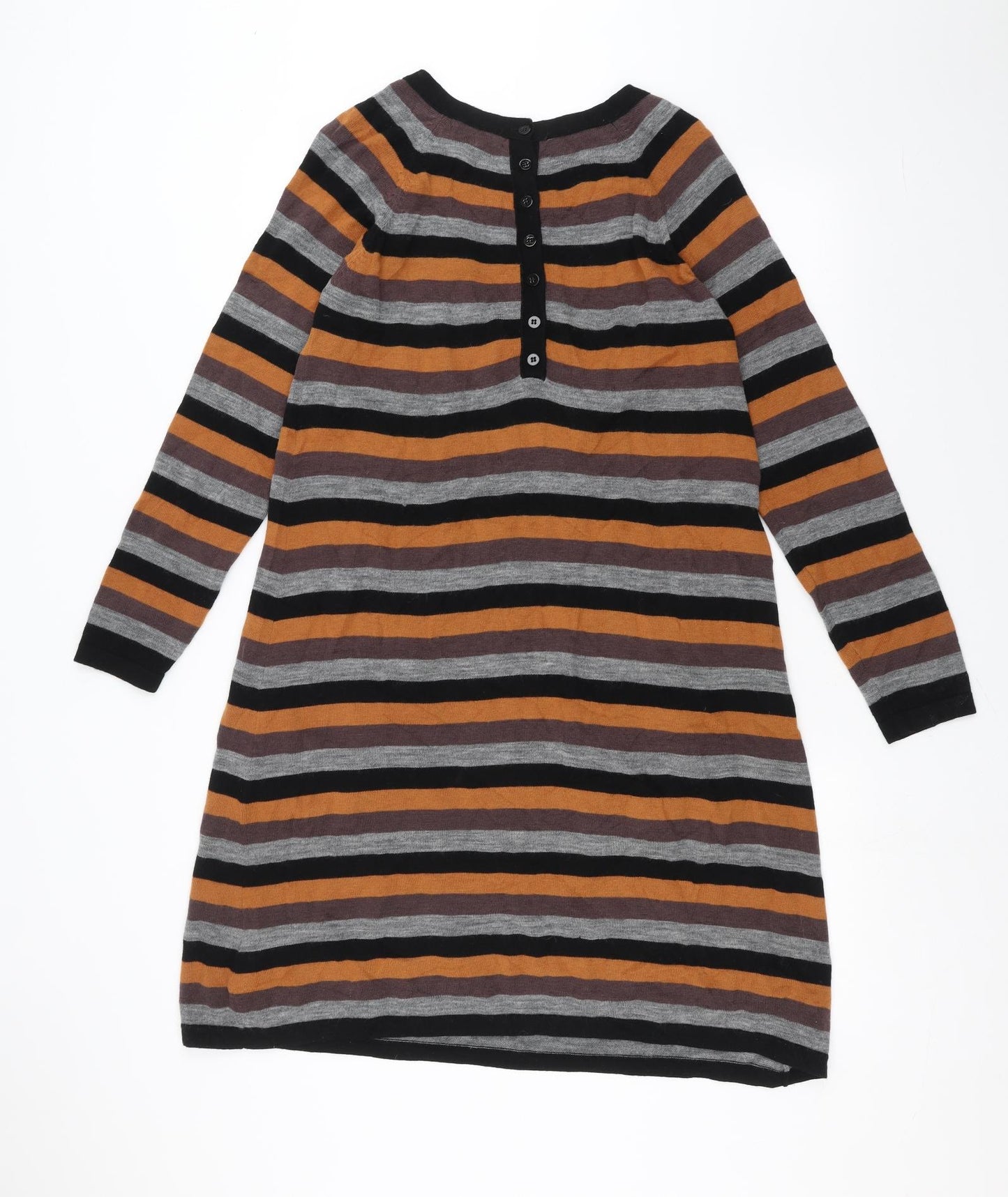 Two Danes Womens Brown Striped  A-Line  Size S