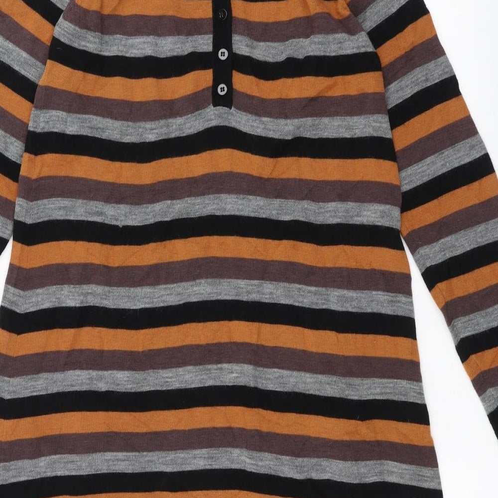 Two Danes Womens Brown Striped  A-Line  Size S