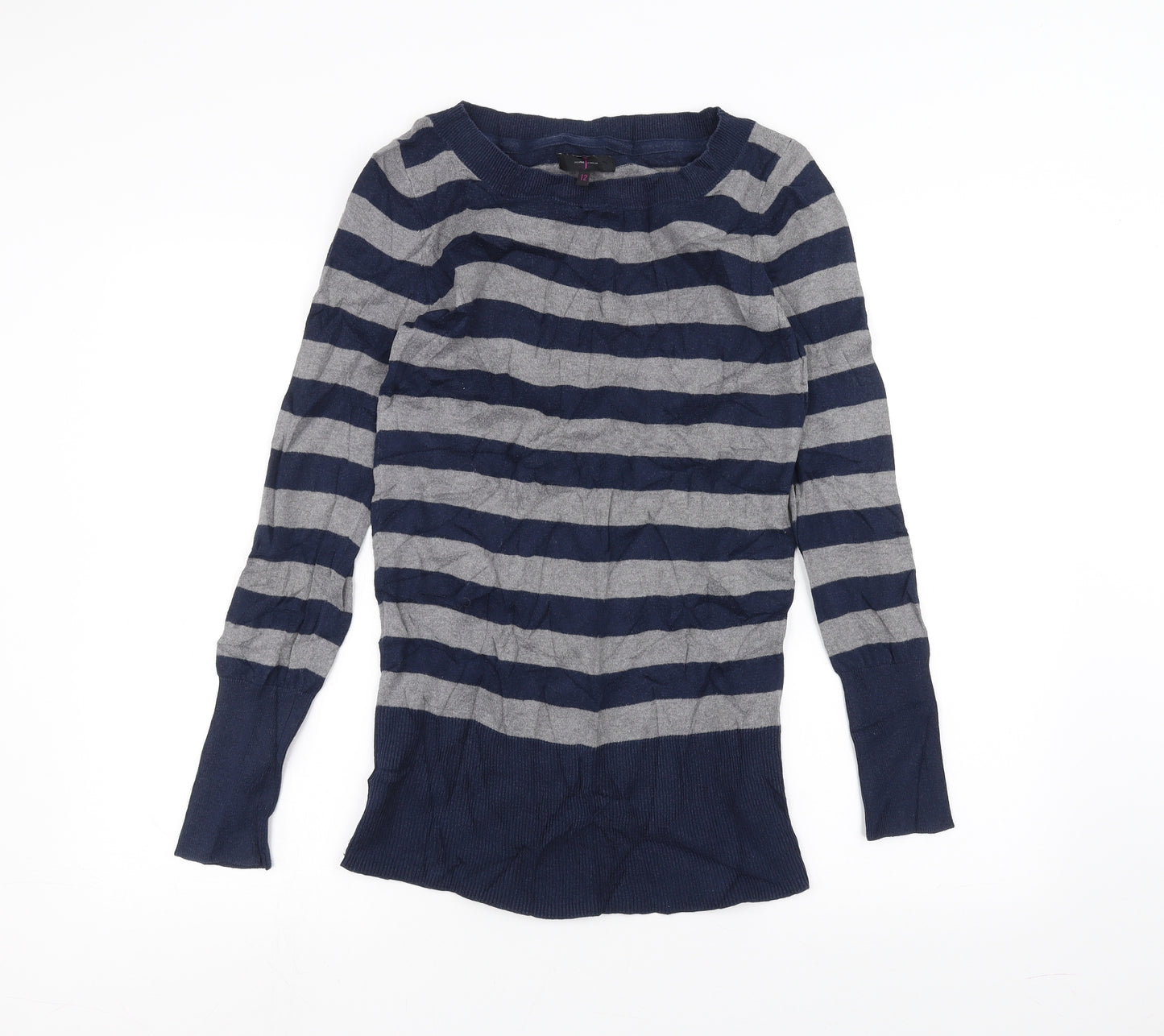 Jasper Conran Womens Grey Striped  Basic T-Shirt Size 12