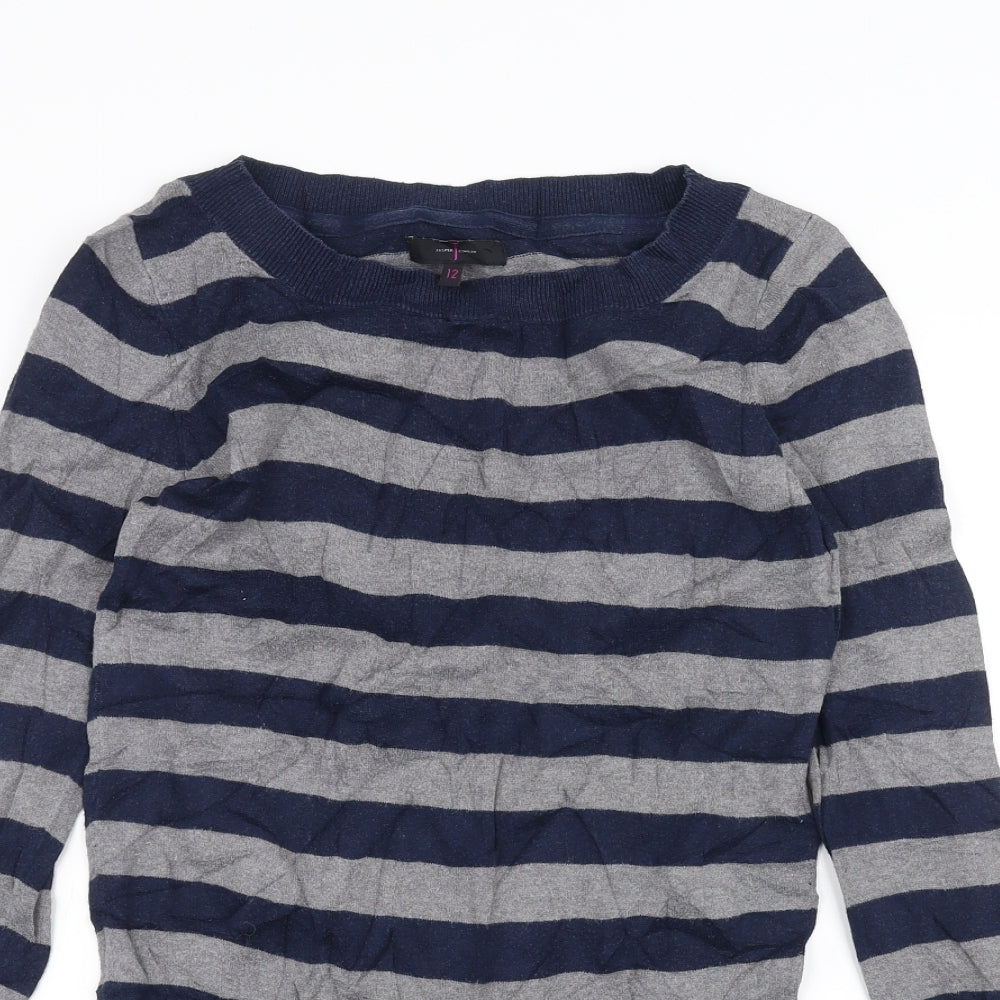 Jasper Conran Womens Grey Striped  Basic T-Shirt Size 12