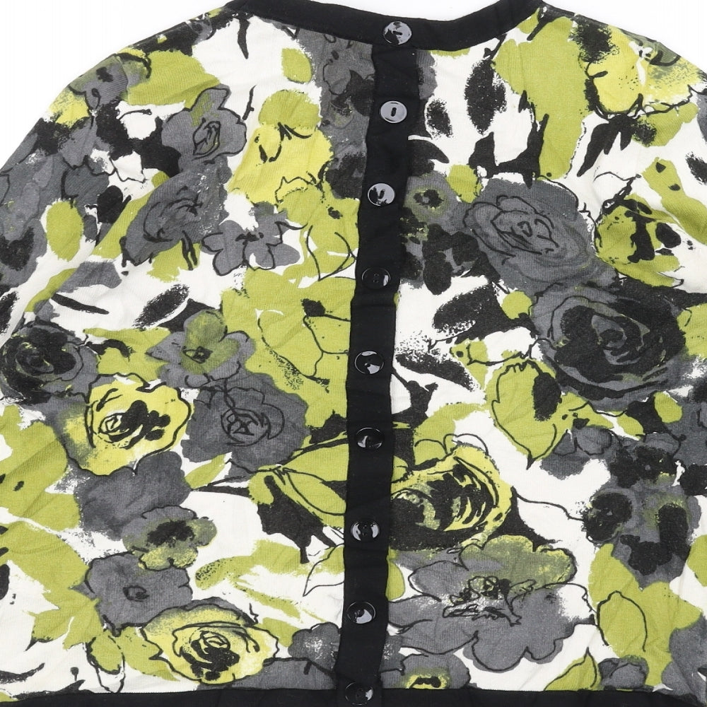 Kenar Womens White Floral  Cardigan Jumper Size M