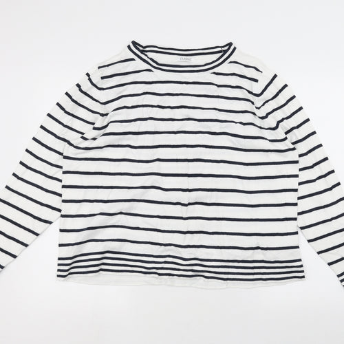 Marks and Spencer Womens White Striped  Basic T-Shirt Size 22