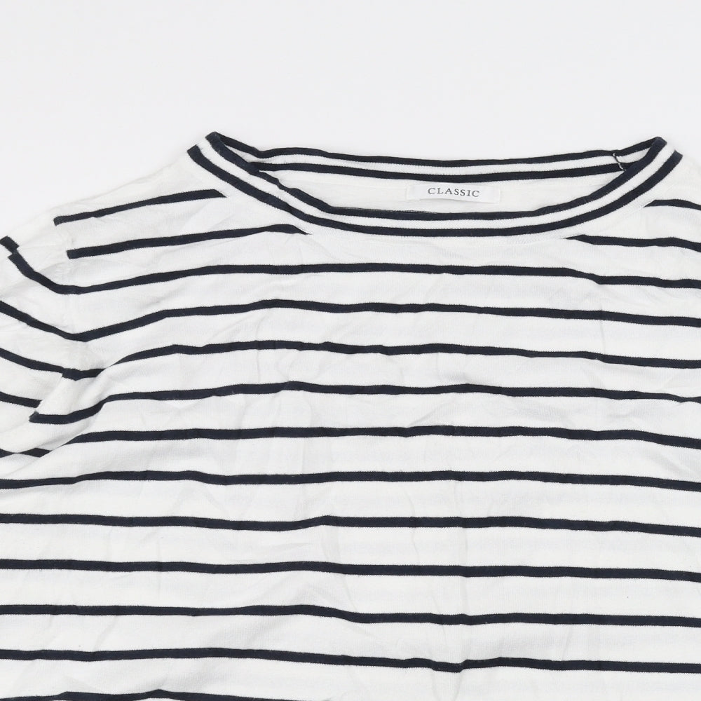 Marks and Spencer Womens White Striped  Basic T-Shirt Size 22