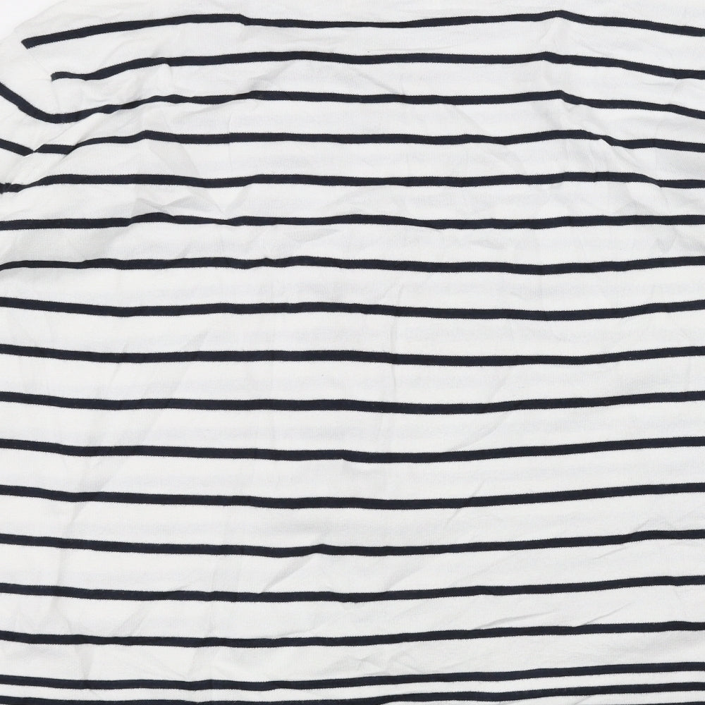 Marks and Spencer Womens White Striped  Basic T-Shirt Size 22