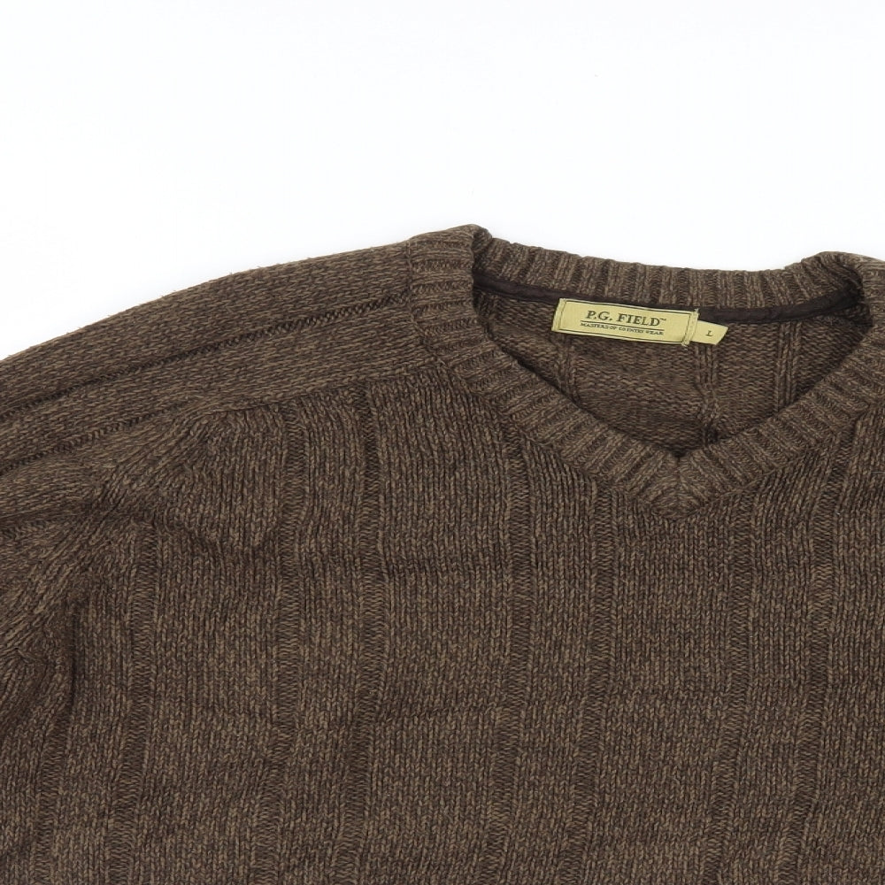 P G Field Mens Brown   Pullover Jumper Size L