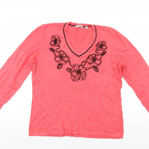 Rabe Womens Pink Floral  Pullover Jumper Size 14