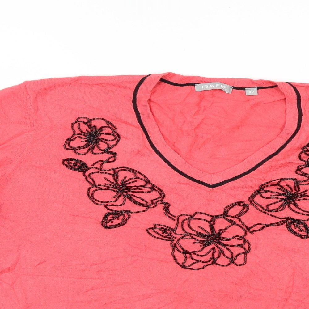 Rabe Womens Pink Floral  Pullover Jumper Size 14