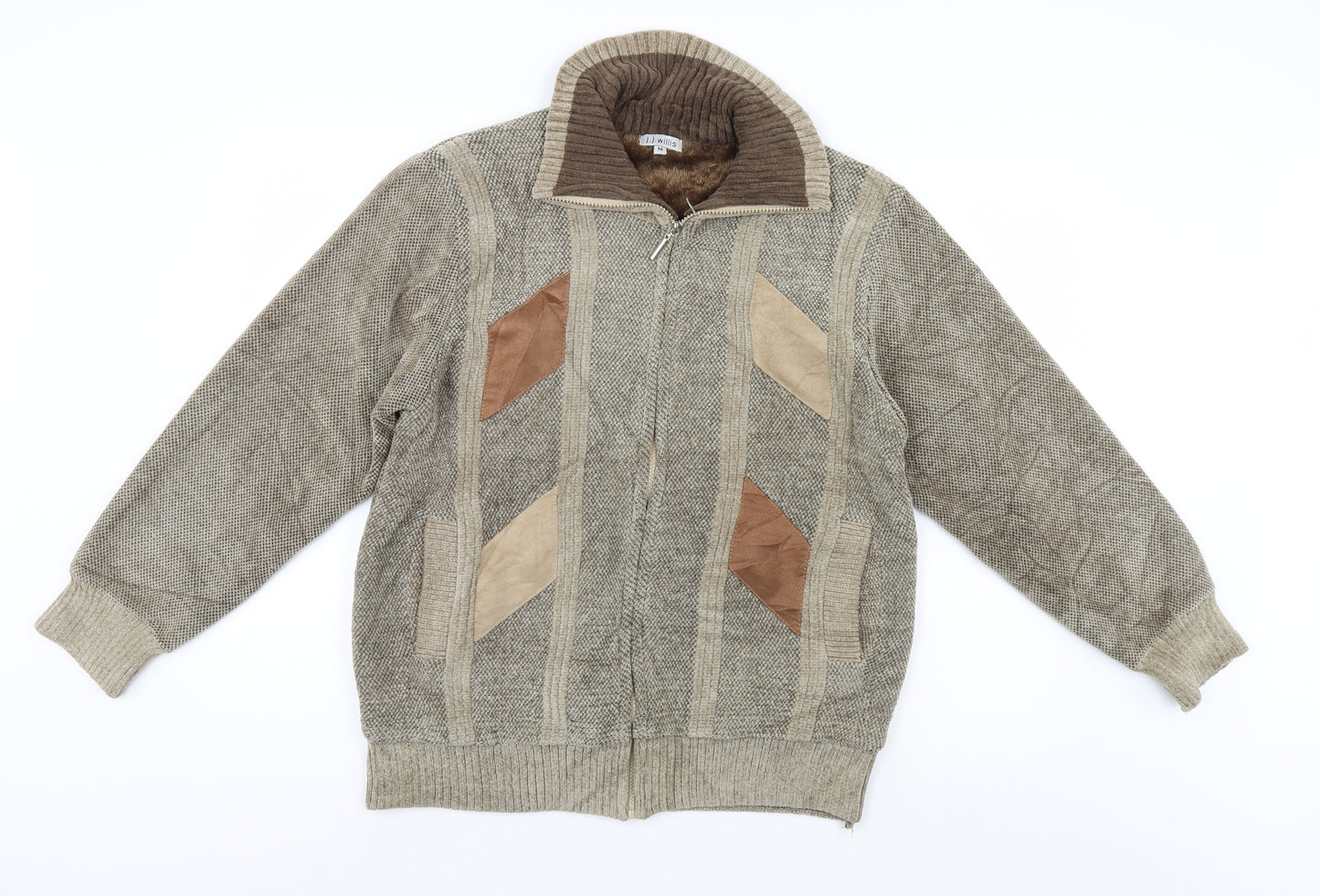 J Willis Mens Beige   Jacket Coatigan Size M  - blemish on back of left arm (Small)