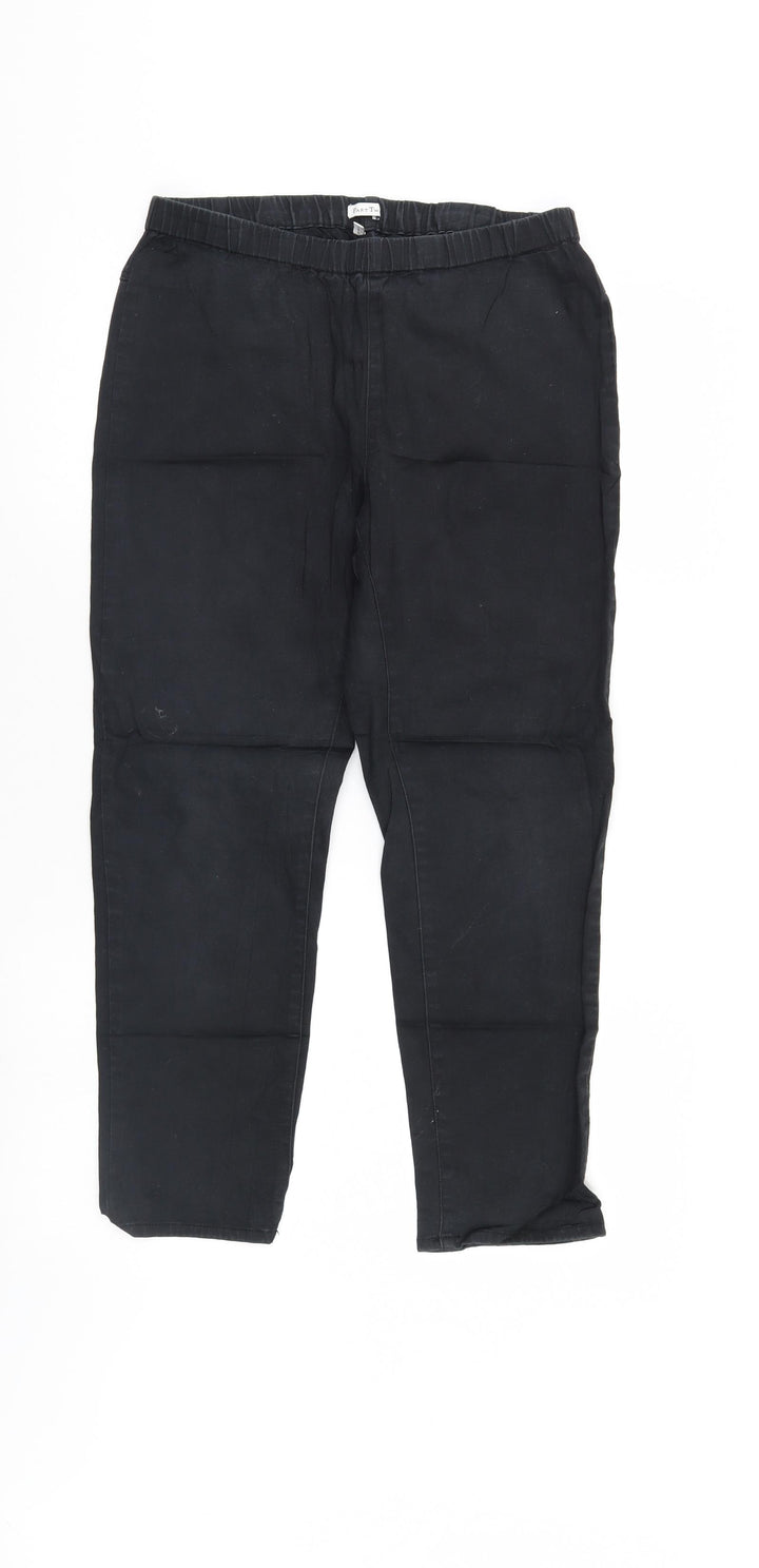 Part Two Womens Black Cropped Jeans Size 12 L23 in - Elastic Waist