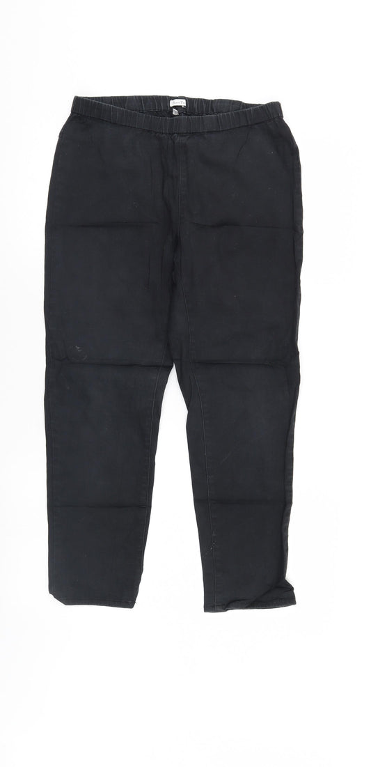 Front view of Part Two women’s black cropped jeans, size UK 12, 23-inch leg - elastic waist