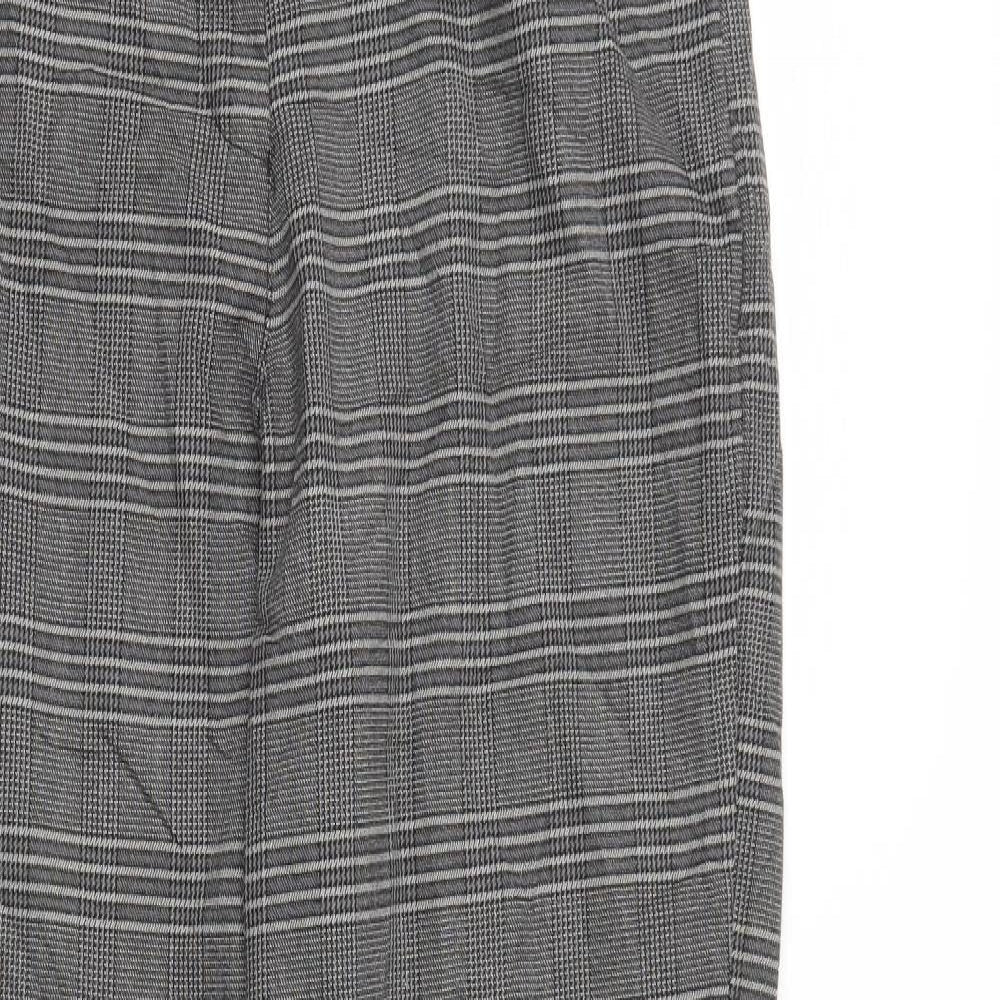 Boohoo Womens Grey Herringbone  Trousers  Size 12 L27 in