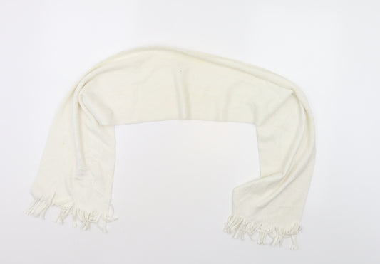 Front view of Preworn unisex white scarf