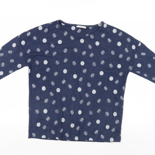 TU Womens Blue Polka Dot  Henley Jumper Size 12