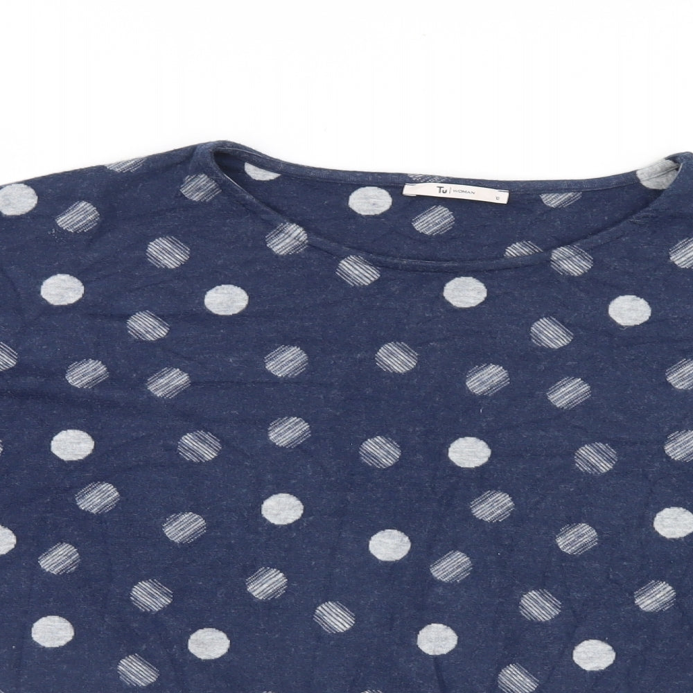 TU Womens Blue Polka Dot  Henley Jumper Size 12